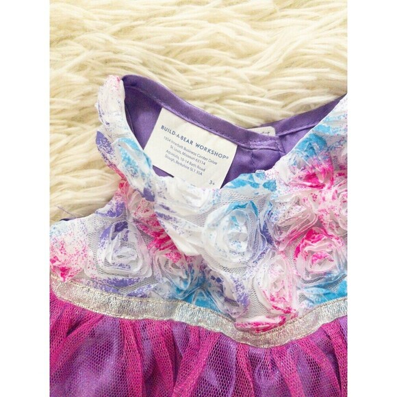 Build a Bear workshop pink and purple floral princess dress - Picture 3 of 3